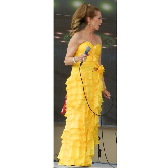 Original handmade Dresses & Skirts - Elegant Yellow Ruffled Prom Dress